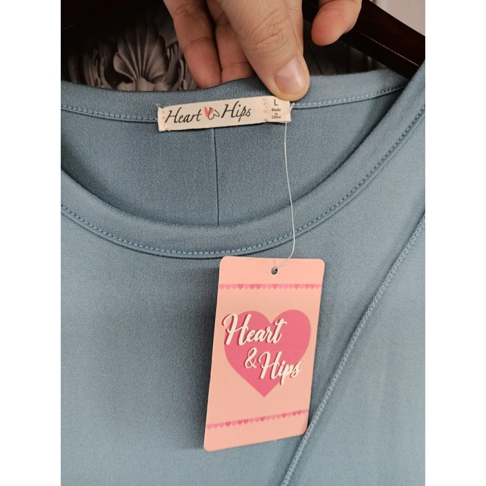 NWT Heart & Hips Maxi Dress Women Size L Stretch High Side Slits Perwinkle Blue - Picture 2 of 16